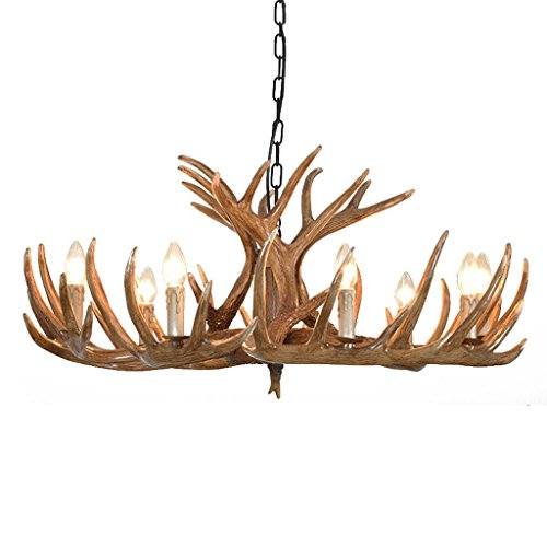 Lustre en corne de cerf vintage style campagnard américain à 9 lumières pour grand salon