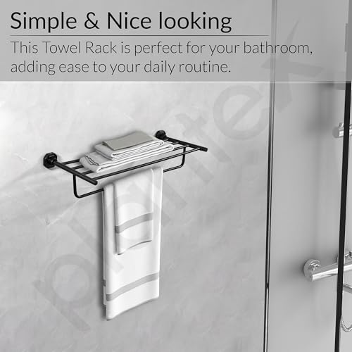 Image of Plantex 304 Grade Stainless Steel Towel Rack for Bathroom /Towel Stand with Hook /Hanger for Cloth /Bathroom Accessories - Nipron (24Inch - Black)