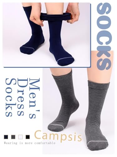Campsis Men Viscose Socks, Dress Ankle Socks, Breathable Calf Sock(5 Pairs)2
