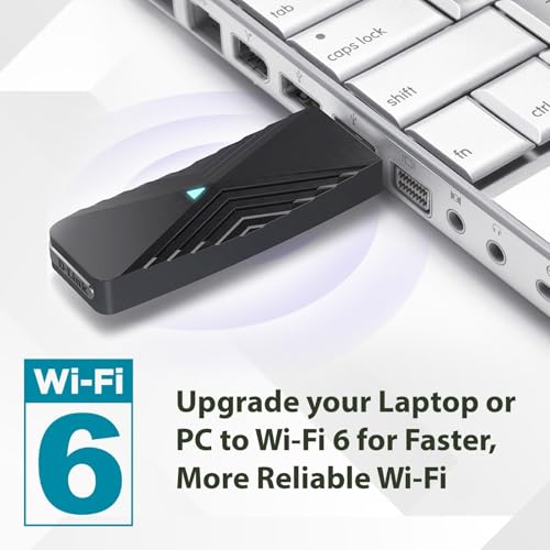 Image of D-Link USB WiFi 6 Adapter AX1800 USB 3.0 Dual Band Long Range MU-MIMO Wireless Internet Network for Desktop PC Laptop Windows (DWA-X1850-B1-CA)