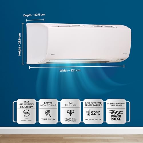 Image of Daikin 1 Ton 3 Star Inverter Split AC (Hepta Sense, Dew Clean Technology, 3 Stage Filteration, Triple Display, Automatic Error Display, DNNS Self Heal, TAD Filter, ATKL35U, White)