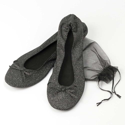 Mopec A14.1 Pack Pares Manoletinas Plegables de Talla L Con Bolsa A14.1 Packung mit 2 Paar Lamé-Faltroller, schwarz, Größe L, mit Tasche, Normal