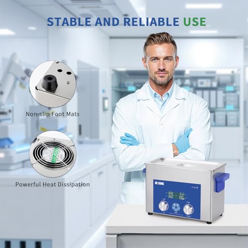 Image of DK SONIC 4L 120W Ultrasonic Cleaner, 200W Heater with 1-199min Timer & Power Adjustable, Multi-Mode Cleaning Machine with SUS304 Tank for Jewelry Watch Glasses Carburetor