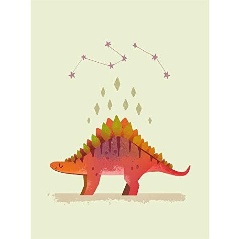 Wee Blue Coo Dinosaur Stegosaurus Wall Art Print