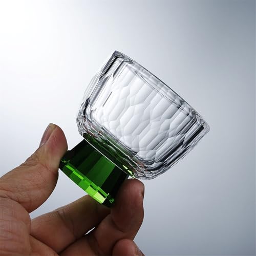 Vasos chupito de cristal de 50ml con relieve diamante y base amarilla para degustación de té 5
