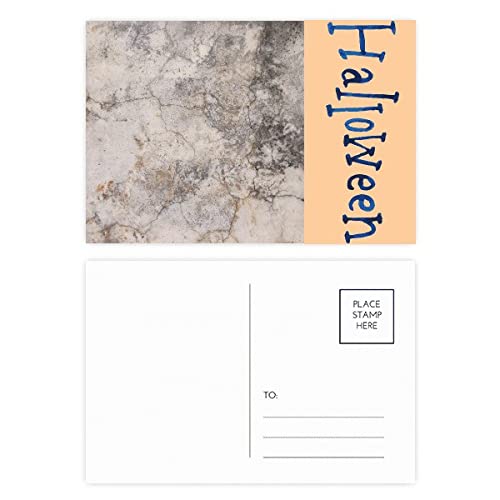 Cartes Halloween mur en pierre craquelée pour invitations à une fête ou décoration de table