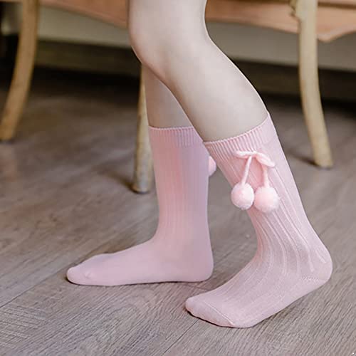 Baby Girls Knee High Socks Uniform Bowknot Stockings Infants Toddlers Cotton Long Socks Pink A 3-12 Months3