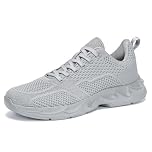 INYO Mens Trainers Running Shoes Walking Sport Outdoor Casual Tennis Gym Fitness Shoes for Men Breathable Mesh Comfortable Lightweight Sneakers Grey Size 10 UK
