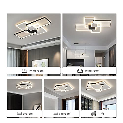 Plafonnier LED moderne dimmable noir avec télécommande pour éclairage maison et bureau - 5