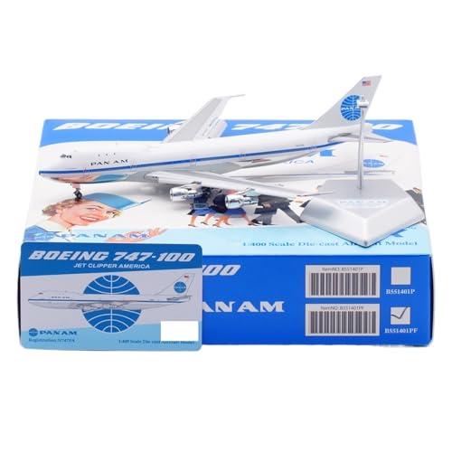 Avión civil en miniatura Pan Am Boeing B747-100 escala 1/400 réplica estática 17 cm