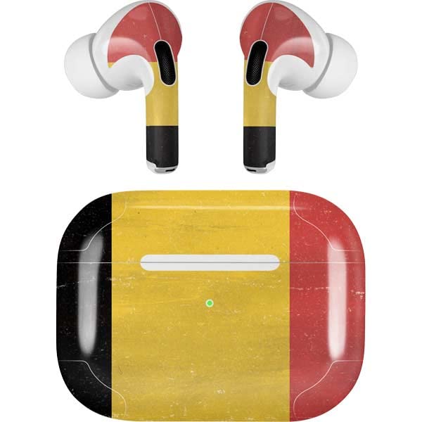 Skinit Decal Audio Skin Compatible with Apple AirPods Pro (2rd Gen, 2022) - Skinit Originally Designed Belgium Flag Distressed Design