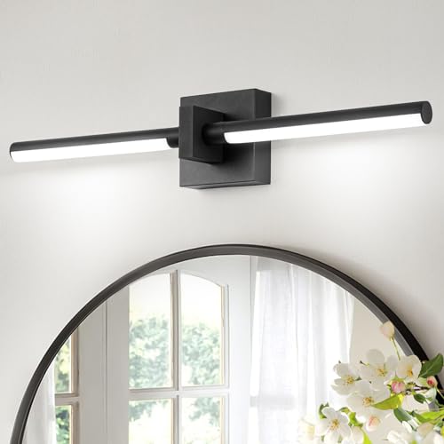 Image of EDISLIVE Modern Dimmable LED Vanity Light 360 Rotatable Bathroom Vanity Wall Lighting Fixtures, 23.2 in Mirror Wall Sconce Fixtures for Bathroom Bedroom Makeup Living Room,6000K(Black)