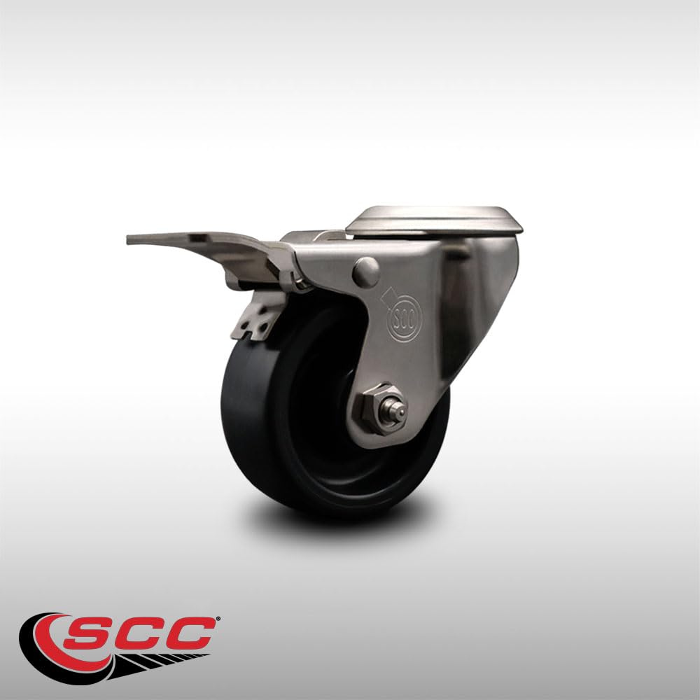 Stainless Steel Polyolefin Swivel Bolt Hole Caster w/3