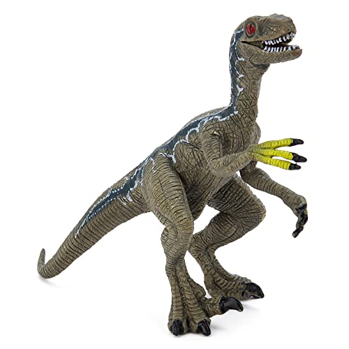 Zappi Co Childrens Velociraptor Blue/Grey Dinosaur Figure Toy (14cm Length) Realistic Detailed Dino Collection for Kids