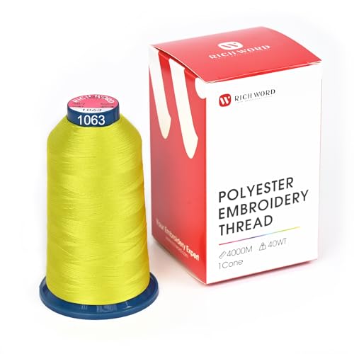 Image of Poolin Polyester Machine Embroidery Thread 4000M 40WT Neon Yellow 1063 | Smooth Feeding with Stable Tension for Clean, Consistent Stitching on Home and Commercial Embroidery Machines