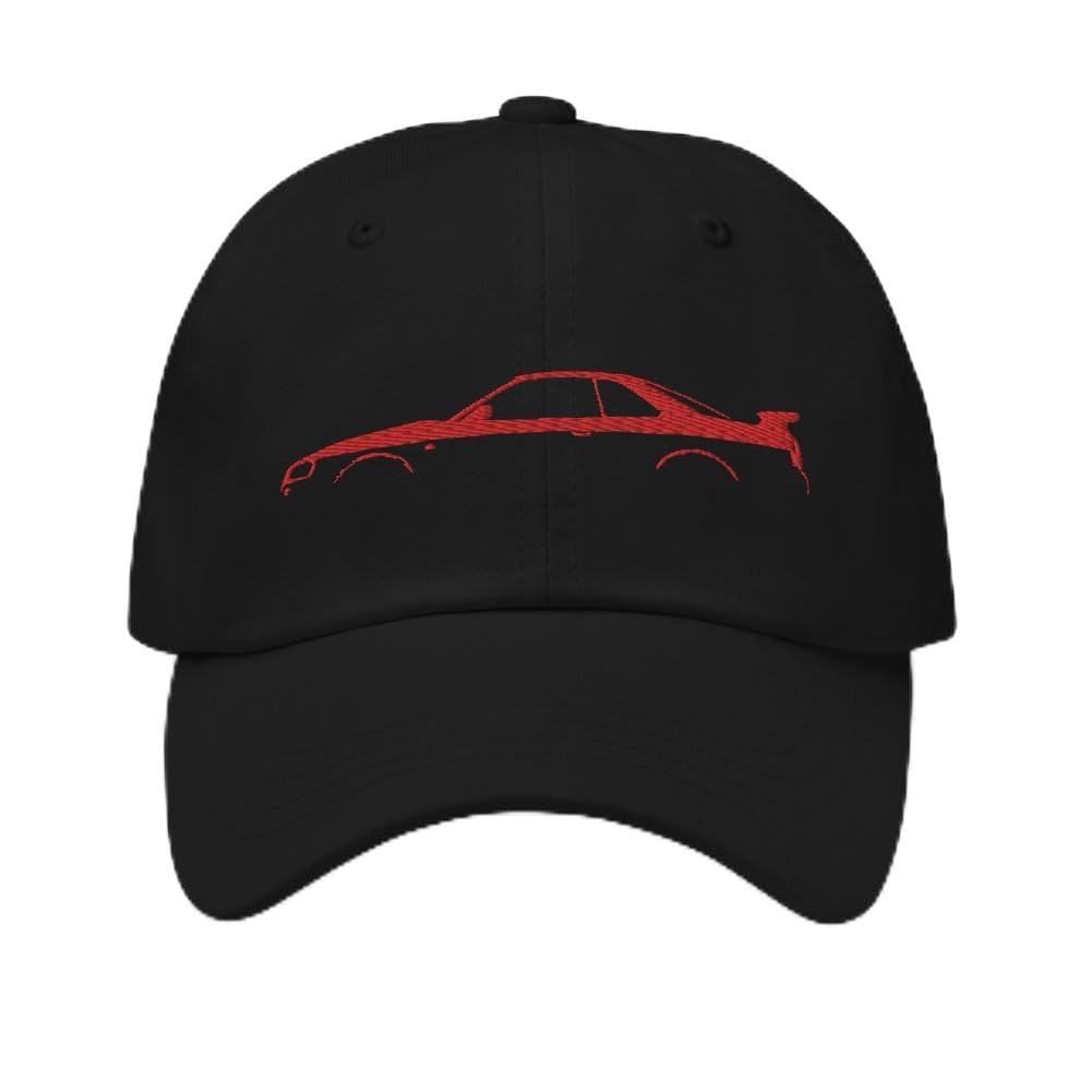 Japan Car Culture 90er JDM R34 GTR Umriss-Silhouette Japanisches Monster Rot GT-R bestickter Dad Hut