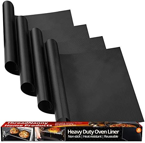 Oven Liners for Bottom of Electric Gas Oven Reusable - 4 Pack Large Heavy Duty Nonstick teflon Oven Mat 17"x 25"- Oven Floor Protector Liner easy to clean-reduce spills stuck foods and clean up