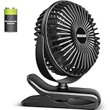 BESKAR Portable Clip on Fan Rechargeable, 4 Speeds Small Battery Operated Fan, USB Desk Fan with Strong Airflow, Sturdy Clamp for Golf Cart Office Outdoor Travel Camping