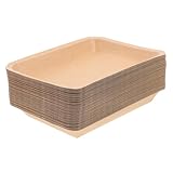 VALICLUD 50 piezas Unidades Bandejas Desechables para Alimentos Bandejas Rectangulares de Papel Kraft para Mariscos y Barbacoa para Fiestas y Eventos