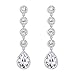 BriLove Women's Elegant Wedding Bridal Crystal Beaded Teardrop Chandelier Emerald Cut Infinity Figure 8 Dangle Earrings
