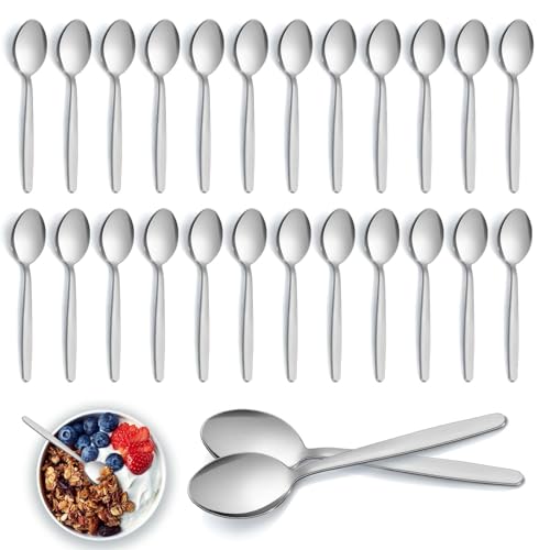 Teaspoons, Pleafind Teaspoons Set of 24, 24 Pieces Stainless Steel Tea Spoons, Tea Spoon Set for Home/Kitchen/Restaurant, Small Tea Spoons for Coffee & Dessert, Dishwasher Safe (5.5 inch, 12cm)