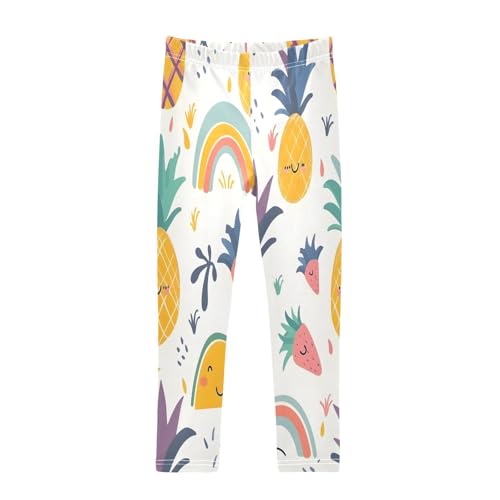 Toddler Girls Leggings Printed Yoga Pants Leggings Pineapple Rainbow Hand Drawn for Kids