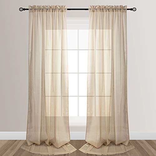 VOILYBIRD Gardinen für Wohnzimmer, 243,8 cm, Beige, 2 Bahnen Cover