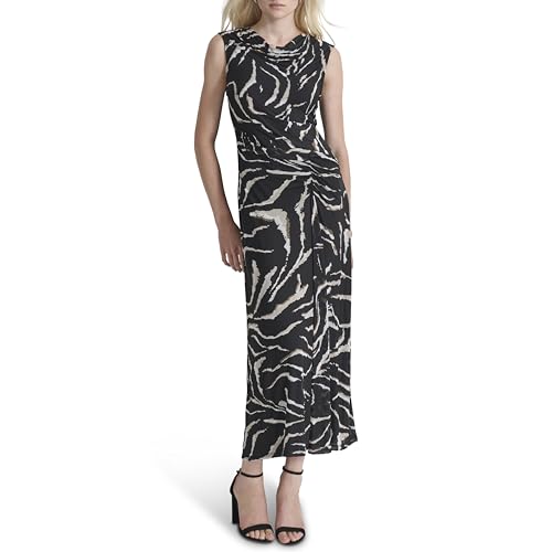 Robe longue DKNY femme drapée fluide coupe longue ajustée haut de gamme