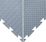 BiGDUG Garage Interlocking Vinyl Floor Tile Packs - 47 x 47cm - 1.2cm Thick - Non Slip Home Gym Workout Workshop Flooring - Durable Easy Lay (20 Grey Studded Tiles)…