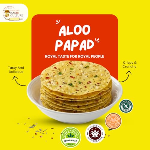Image of BANARASI KASHI CULTURE Banarasi Potato Papad | Handmade Sun-Dried Aloo Papad | Traditional Indian Crispy Snack | Ready to Fry Papad | Authentic Taste from Varanasi (Pack Of 1, 500 Gram)