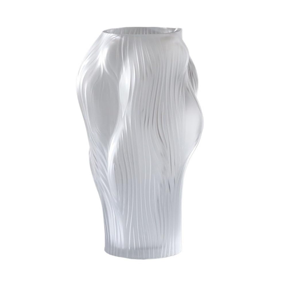 B3f7m4r9j2 One Color Vase Frosted Transparent Glass Vase Hydroponic Flower Arrangement Dried Flowers Artificial(Large)