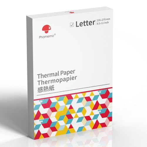 Image of Phomemo Thermal Printer Paper 8.5 inch x 11 inch Compatible with M08F-Letter, A285M, M832, M832D, M834 Inkless Portable Printer, Advanced Thermal Printing, Thermal Paper 8.5 inch x 11 inch, 200 pcs