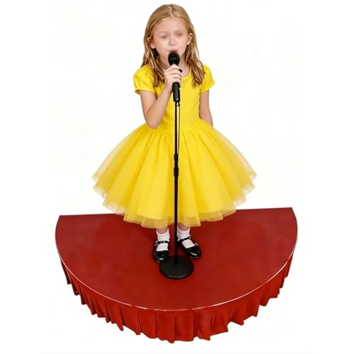 Image of Modular Kids Stage Platform, Semi Circular Portable Stage Platform with Stage Mat and Stage Skirt, Non Slip for Wedding, Speaking and Singing, Loading 1300lbs(Red,120cm /47.2in)