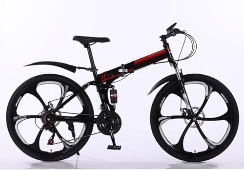 Bicicleta Plegable de 26 Pulgadas y 21 velocidades, Ligera, Urbana, Unisex, con suspensión Total, A, 26 Pulgadas