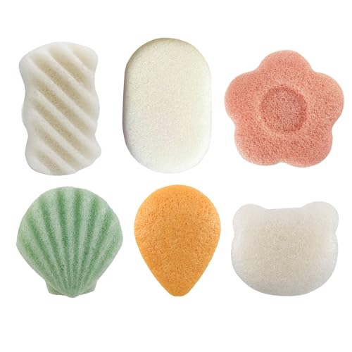 Set de 6 Esponjas de Baño Para Bebé de Konjac, Esponja de Baño de Konjac, Esponja de Limpieza de Konjac, Esponja de Belleza de Konjac, Esponja Natural de Baño Para Bebé