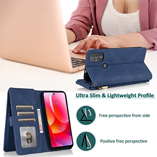Coque portefeuille Moto G Pure抗震玻璃 解决卡片零钱收纳蓝色 - 3