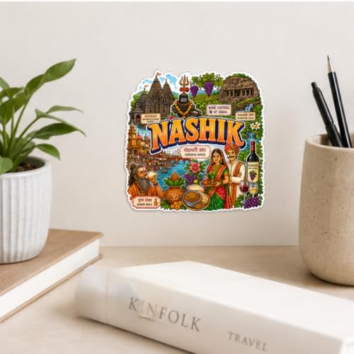Image of Zesta Wooden Fridge Magnets Set | Refrigerator Decor Magnets for Kitchen | India Souvenir Fridge Magnet Collection | Wooden Magnet for Fridge Door Decoration (Nashik)