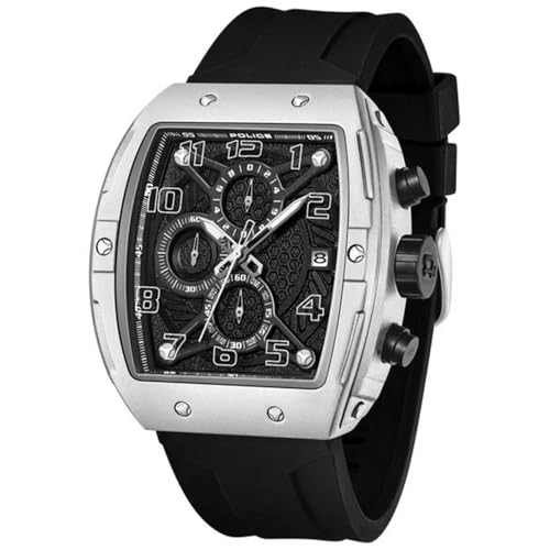 Image of Police Black Dial Chronograph Silicone Strap Watch for Men