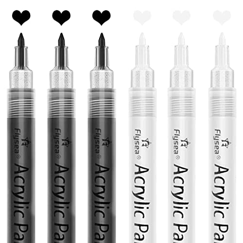 ZONTTR Lápices de colores acrílicos, 6 paquetes de rotuladores de color negro, para pintura de piedra, cerámica, vidrio, plástico, metal