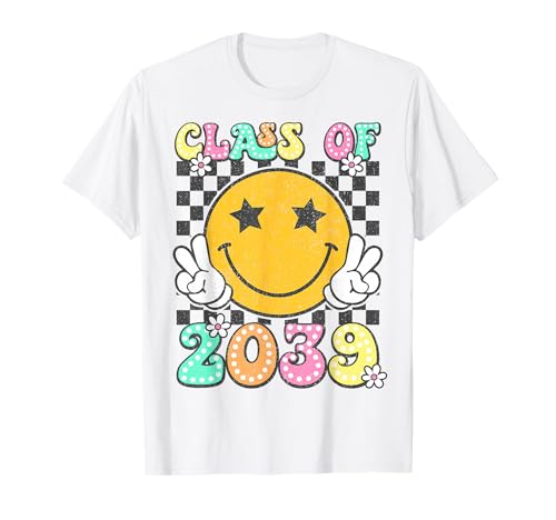 Class of 2039 Grow with me Retro Kindergarten to Graduation T-Shirt