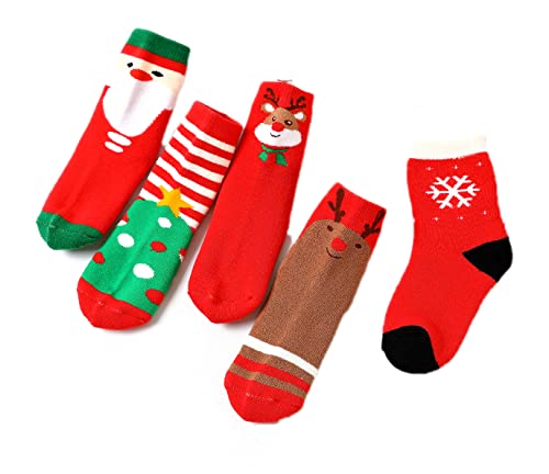 YXBQueen Kids Fuzzy Socks Children Christmas Socks Christmas Crew Socks Kids Christmas Socks Santa Claus for Boys Girls Xmas