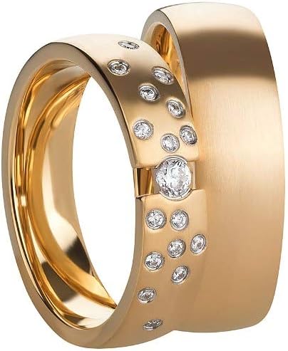 Jewellery Depot Wedding Rings Partner Rings Engagement Rings Stainless Steel with Zirconia + Engraving Proposal Rings Wedding Rings