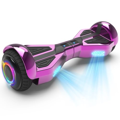 Starship Hoverboard with Bluetooth Speaker, Chrome Color Self Balancing Scooters with Science Fiction Design and 6.5 inch LED Wheels (Chrome Pink)