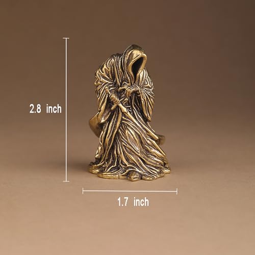 Estatua Grim Reaper de metal cobre y latón mini miniatura 2