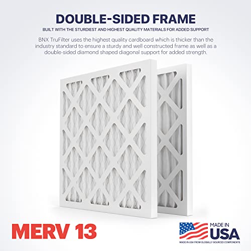 Image of BNX TruFilter 14x14x1 Air Filter MERV 13 (6-Pack) - MADE IN USA - Electrostatic Pleated Air Conditioner HVAC AC Furnace Filters for Allergies, Pollen, Mold, Bacteria, Smoke, Allergen, MPR 1900 FPR 10