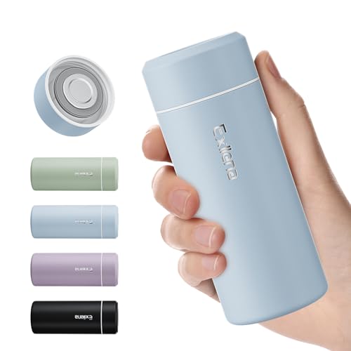 【Upgrade-Version】Exllena Mini Thermosflasche 220ml mit Edelstahl-Deckel, Trinkflasche Klein Doppelwandige Vakuum–Ultra-Kompakt, 100% Auslaufsicher, 8-12 Stunden Temperaturhalt (Azurblau)