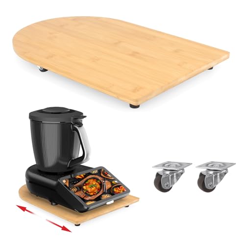 Tabla deslizante de bambú para Thermomix TM7 con ruedas de 360°, mover sin esfuerzo el TM7 de alta...