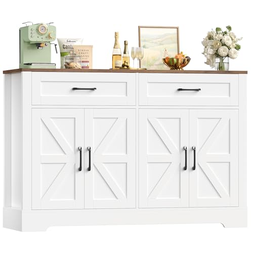 HOCSOK Buffet Meuble de Rangement, Placard, avec 2 Tiroirs et 4 Portes, Meuble Cuisine pour Salon, Cuisine, Salle à Manger, 40 x 120 x 87 cm