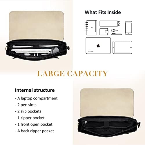 ECOSUSI Laptop Bag for Women Vegan Leather Messenger Bag Fashion Briefcase Computer Satchel Bag