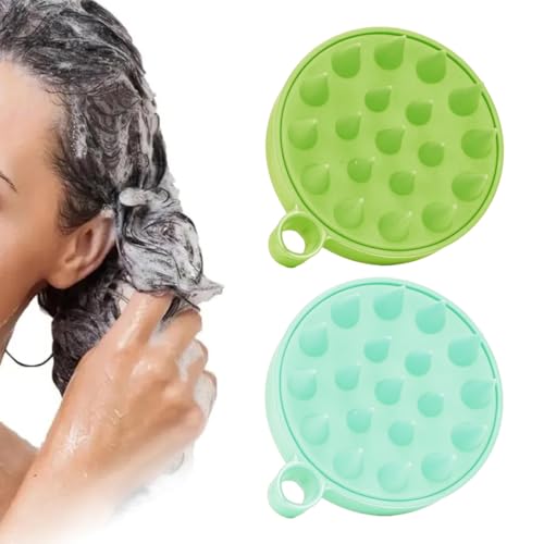 2 Pezzi Massaggiatore Cuoio Capelluto, Spazzola Shampoo Esfoliante, Spazzola per Capelli in Silicone, Stimola Crescita Capelli e Rilassa la Testa